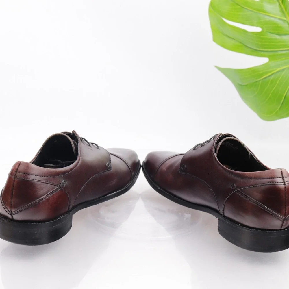 Florsheim Shoes Mens Welles Oxford Size 10.5 D Brown Leather Cap Toe Derby Dress